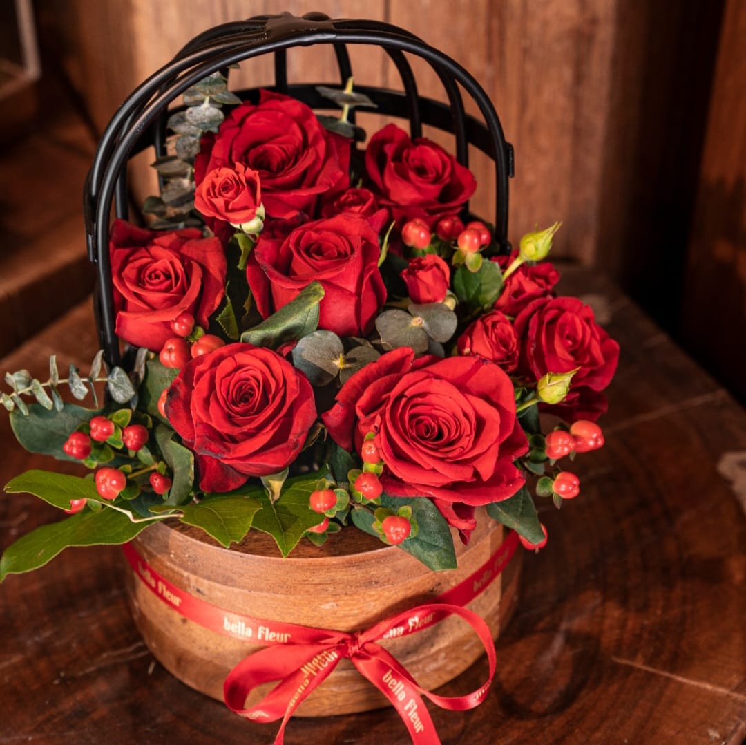 Red Birdcage Arrangement