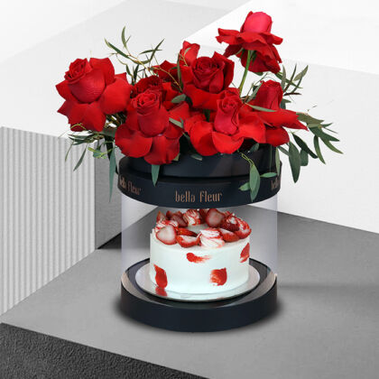 Valentine Cake Collection complementing Valentines Day Flowers for a perfect celebration.